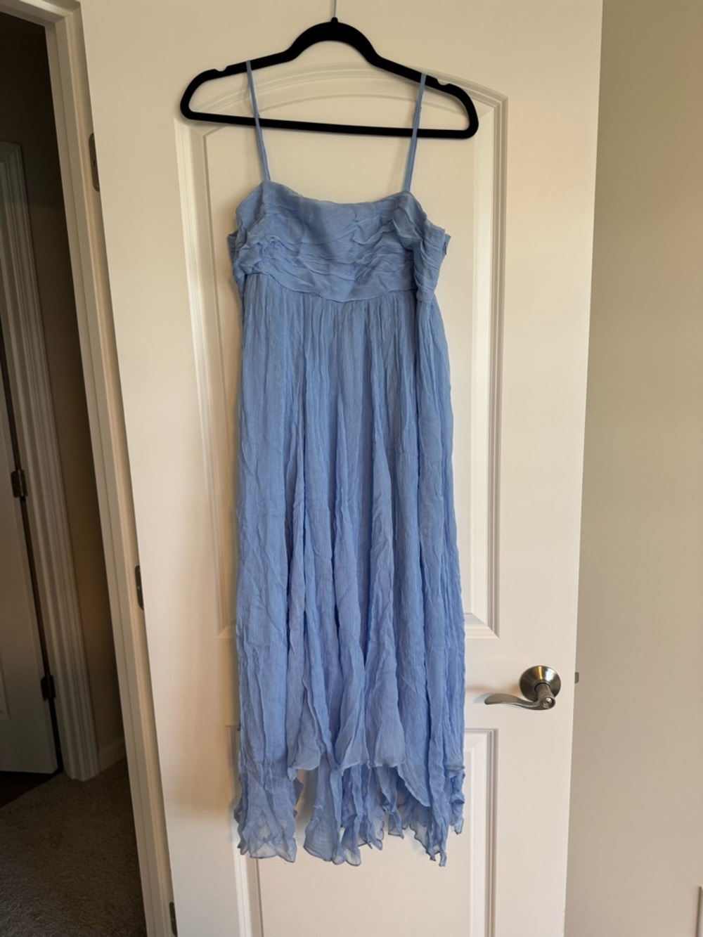 BHLDN Light Blue Ruffled Maxi Dress